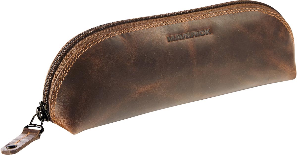 Trousse en cuir Maverick, ovale, marron