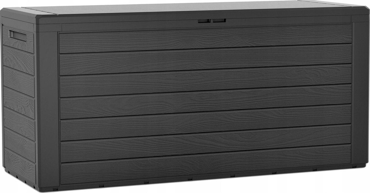 Boîte de rangement pour coussins de jardin Prosperplast - gris - motif bois - 280 litres - plastique - 116 x 44 x 55 cm