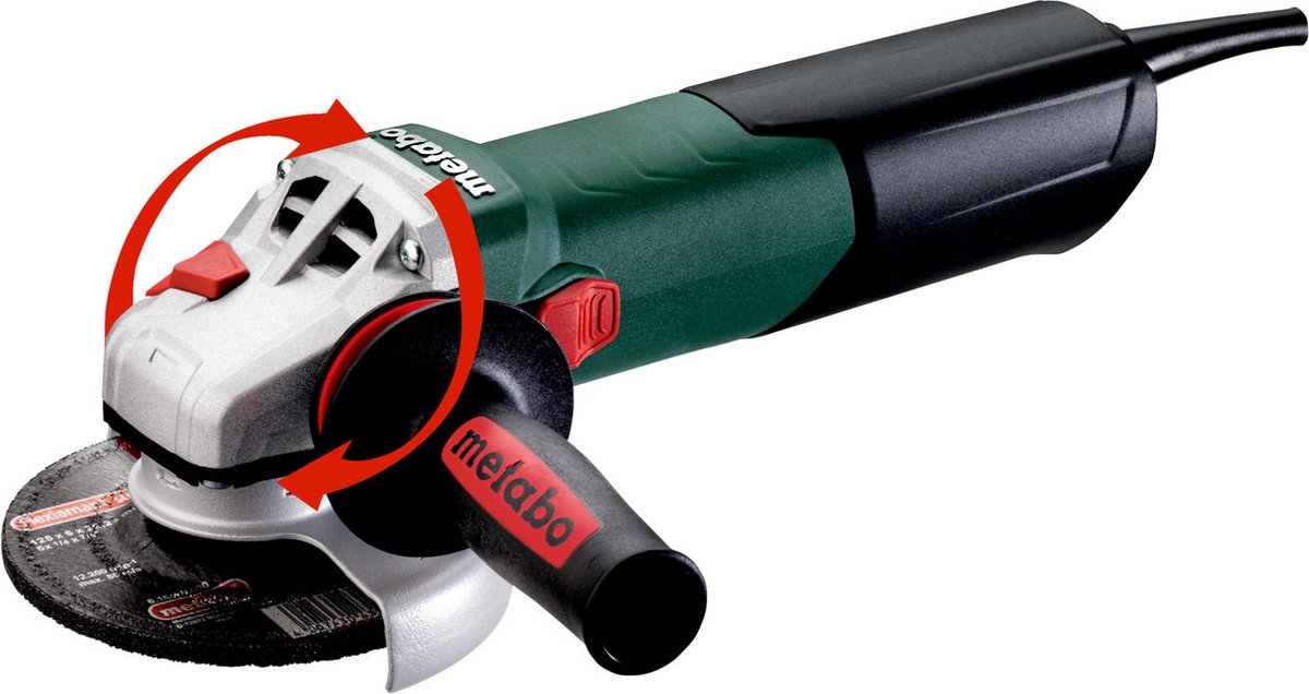 Meuleuse d'angle Metabo wev 17-125 quick 125 mm 1700 watts - contrôle de vitesse - écrou de serrage rapide - mvt - vtc