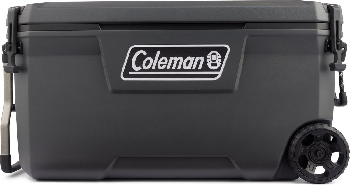 Glacière Coleman Convoy 100 Qt avec roulettes - 94 litres - légère et entièrement isolée - garde la glace froide pendant 5 jours - gris foncé