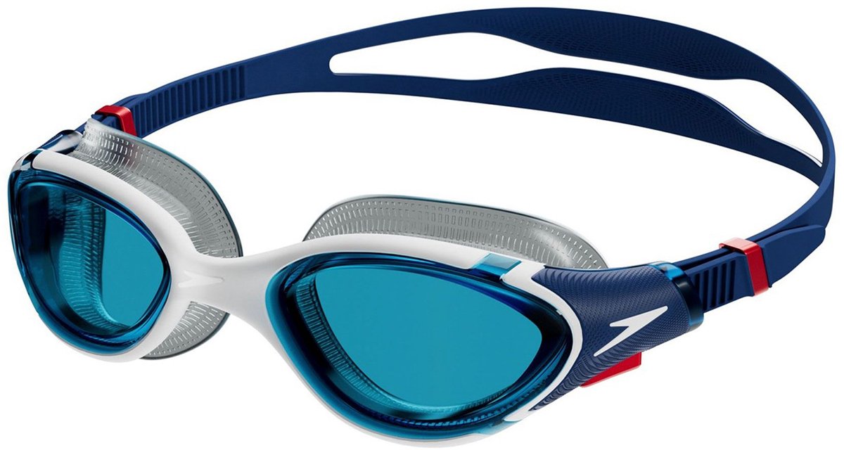 Lunettes de natation Speedo biofuse 2.0 - lunettes de plongée ergonomiques adultes - protection UV anti-buée - lunettes de natation professionnelles avec fermeture à bouton-poussoir - joint super doux - bleu blanc