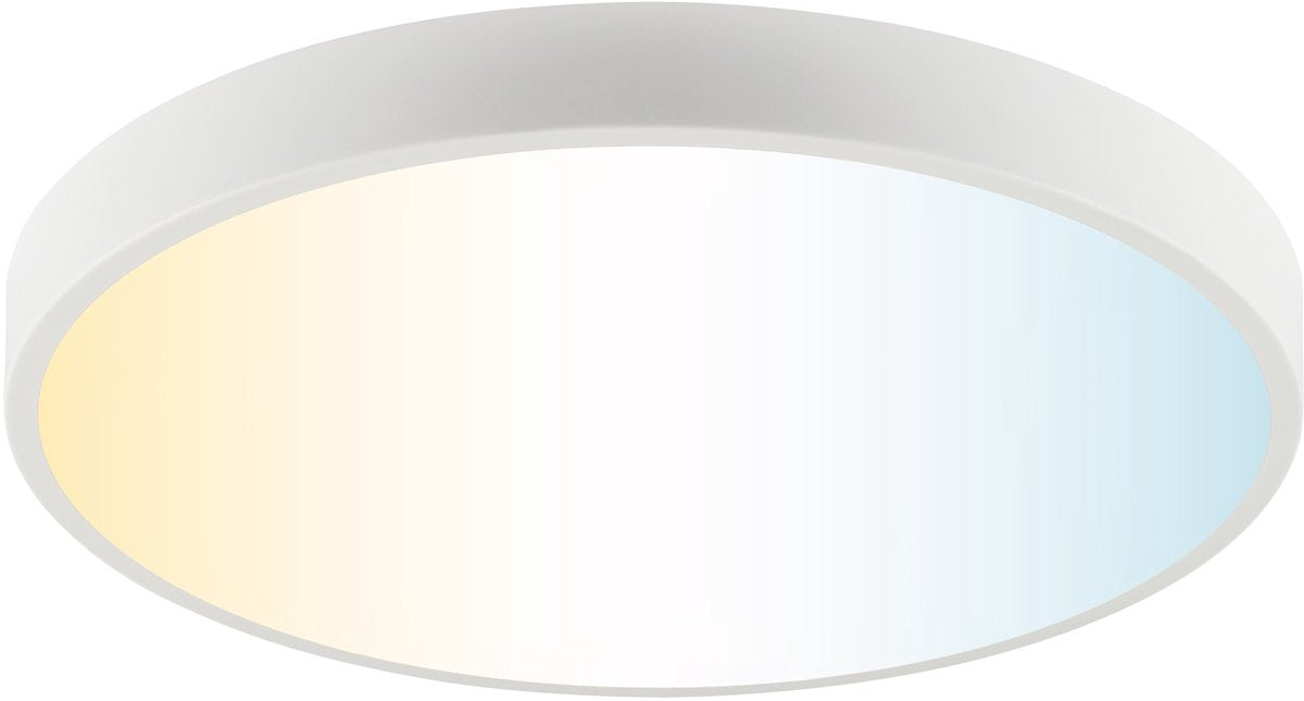 Brilliant slimline - plafonnier - ø 49 cm - led 20w - cct - 3000k-6500k - dimmable - veilleuse - minuterie - télécommande - blanc