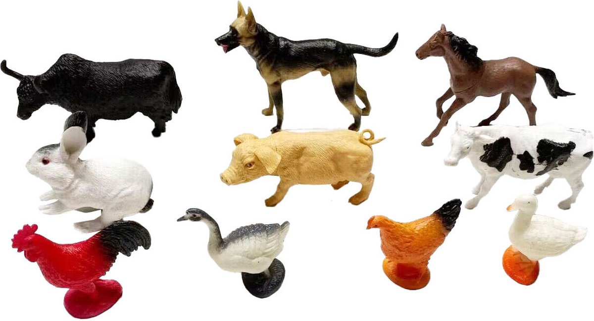 Jouets Lobbes, par exemple animaux de la ferme, 10 pcs.