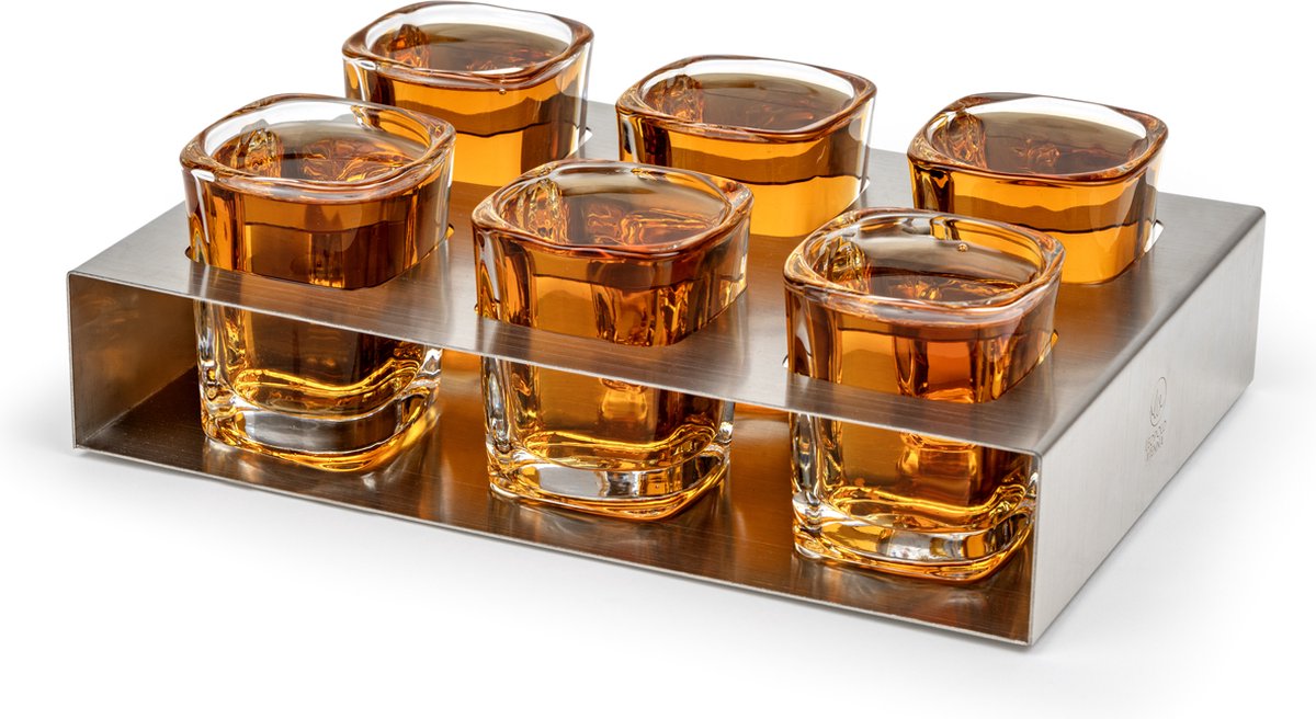Leopold vienna - shotglaasjes met houder - set van 6 borrelglaasjes
