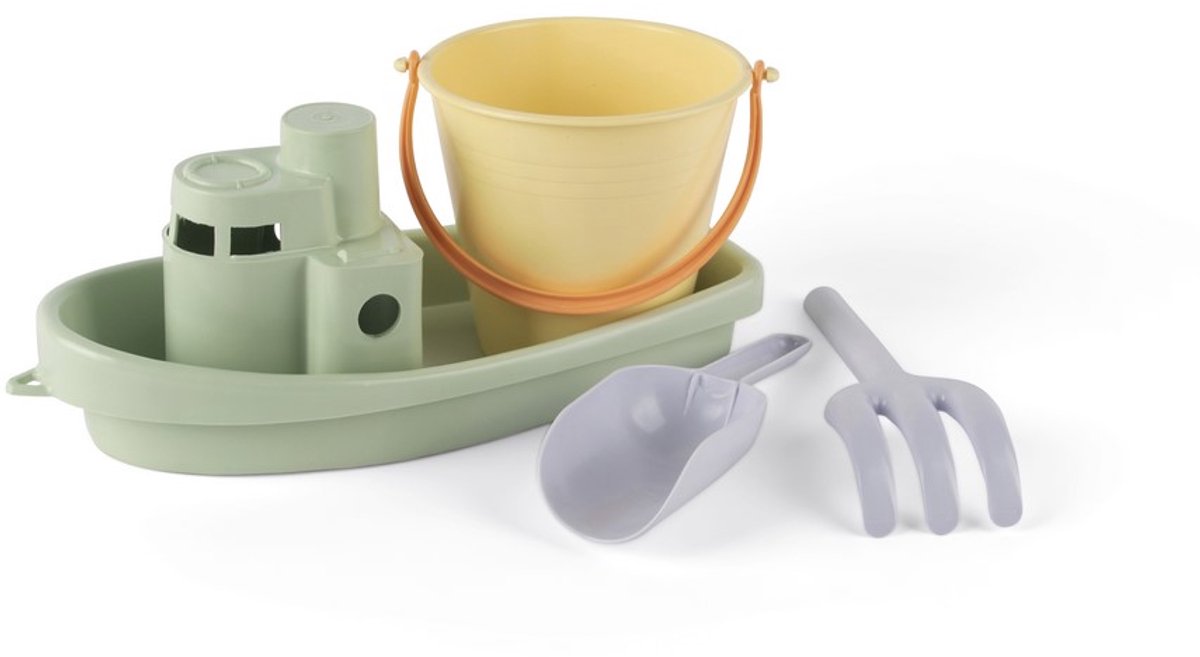 Ensemble bateau pastel et jeu de sable Dantoy, 4 pièces.