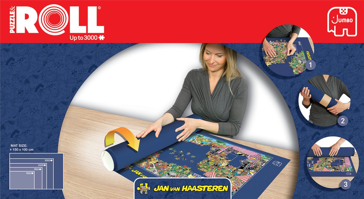 Tapis et rouleau de puzzle Jan van Haasteren, jusqu'à 3000 pièces