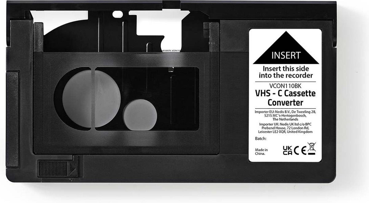 Convertisseur Nedis VHS-C vers VHS - plug and play - alimenté par batterie - noir