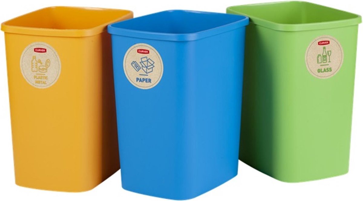 Curver lot de 3 bacs de séparation écologiques 25l