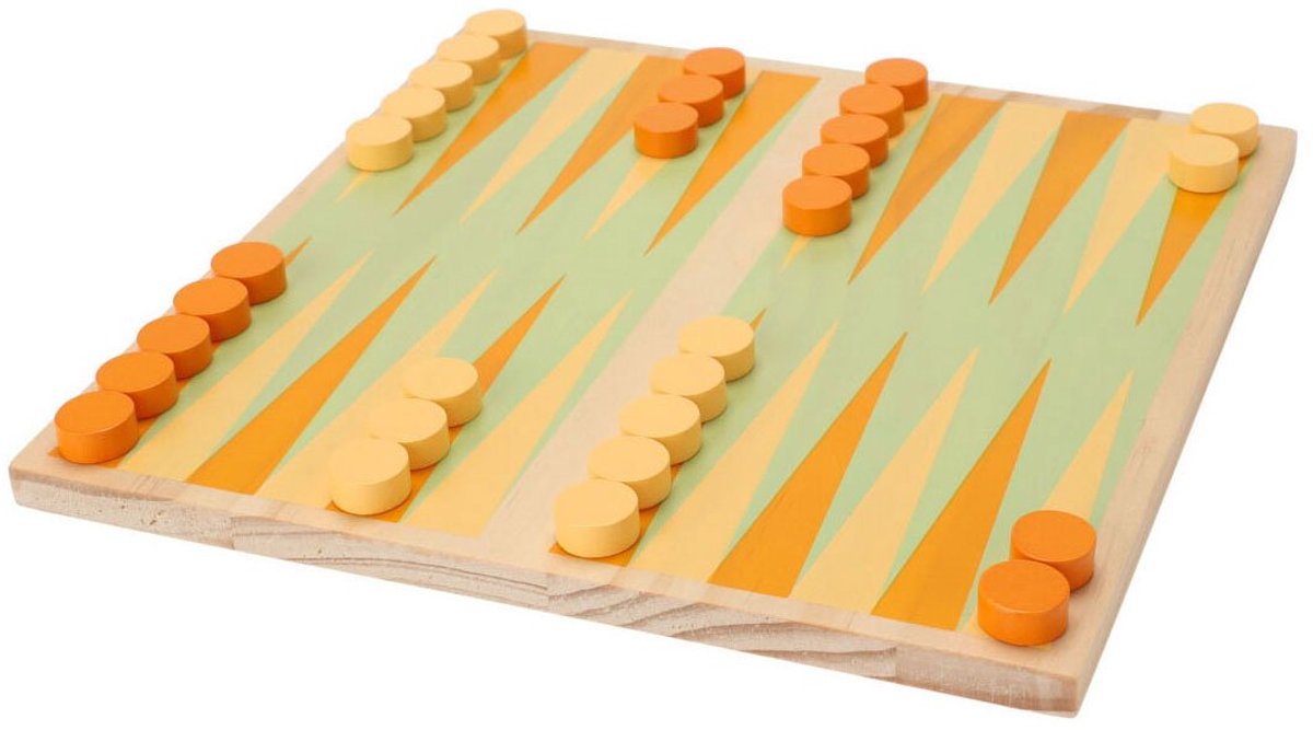Koopman jeu de société en bois backgammon jeu de voyage taille compacte 20x20cm.