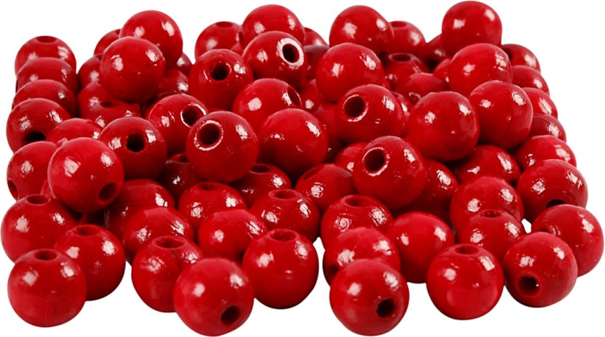 Creativ company cc perles en bois 8 mm rouge 100 pièces