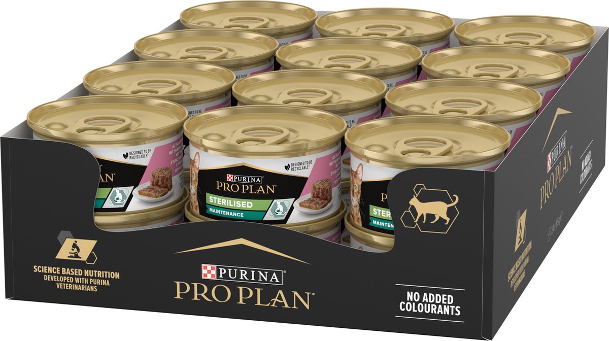 Pro plan chat adulte stérilisé - nourriture humide pour chat - thon saumon - 24x 85 g