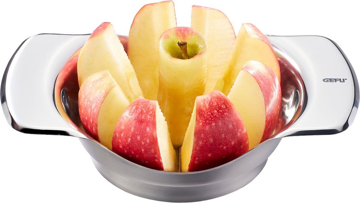 Coupe-pomme Gefu Parti en acier inoxydable – Coupe-pomme et poire – 8 tranches – avec extracteur de trognon – passe au lave-vaisselle