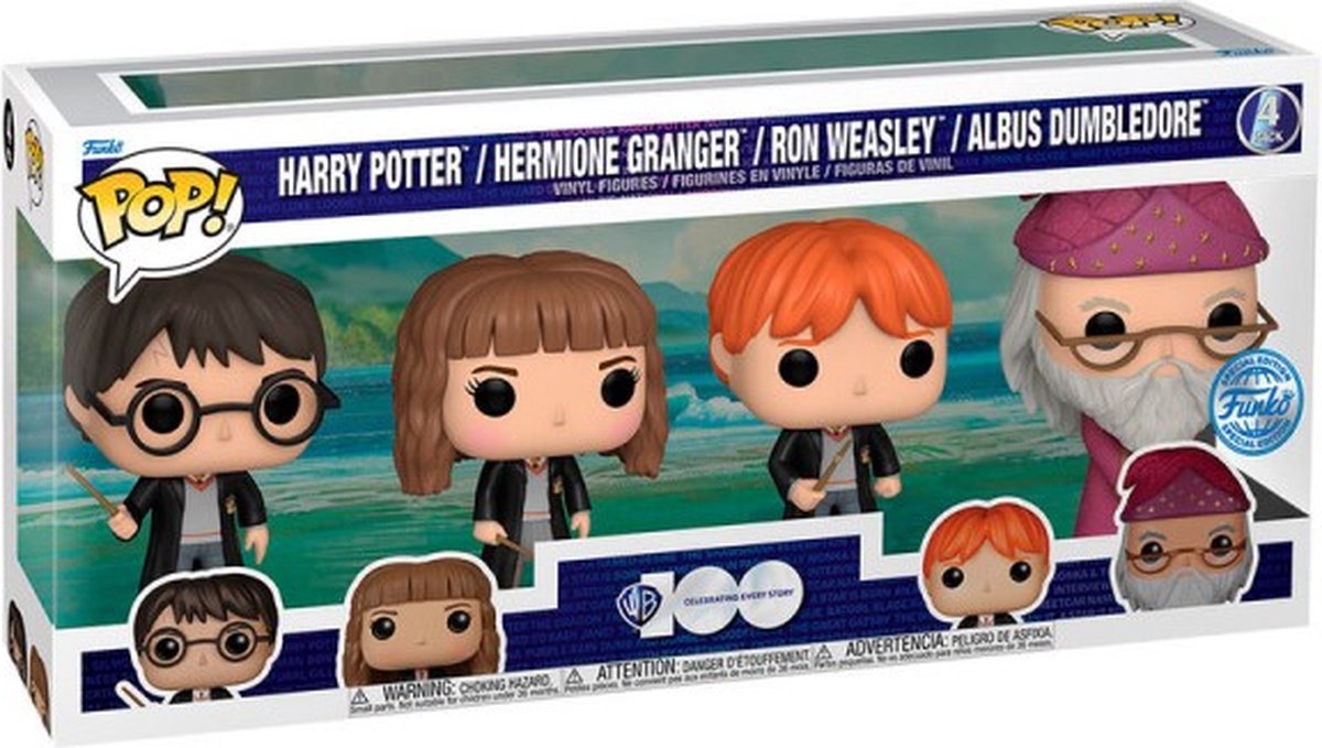 Funko-pop ! Pack de 4 Harry Potter Hermoine Ron Albus Dumbledore - édition spéciale Warner Bros