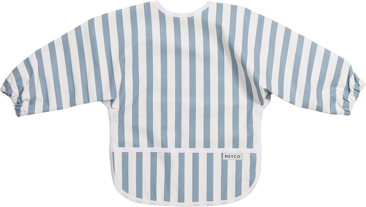 Meyco bébé bavoir à manches à grosses rayures - bleu jeans