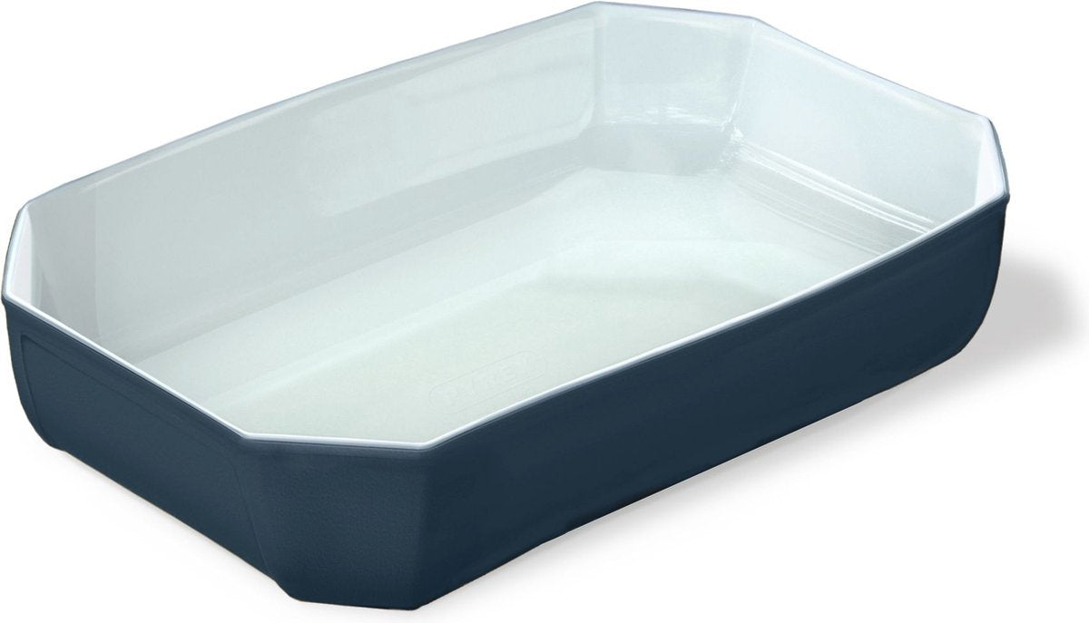 Plat à four rectangulaire en Pyrex 3,2l - verre borosilicate - vernis gris extérieur - 33x22xh7cm