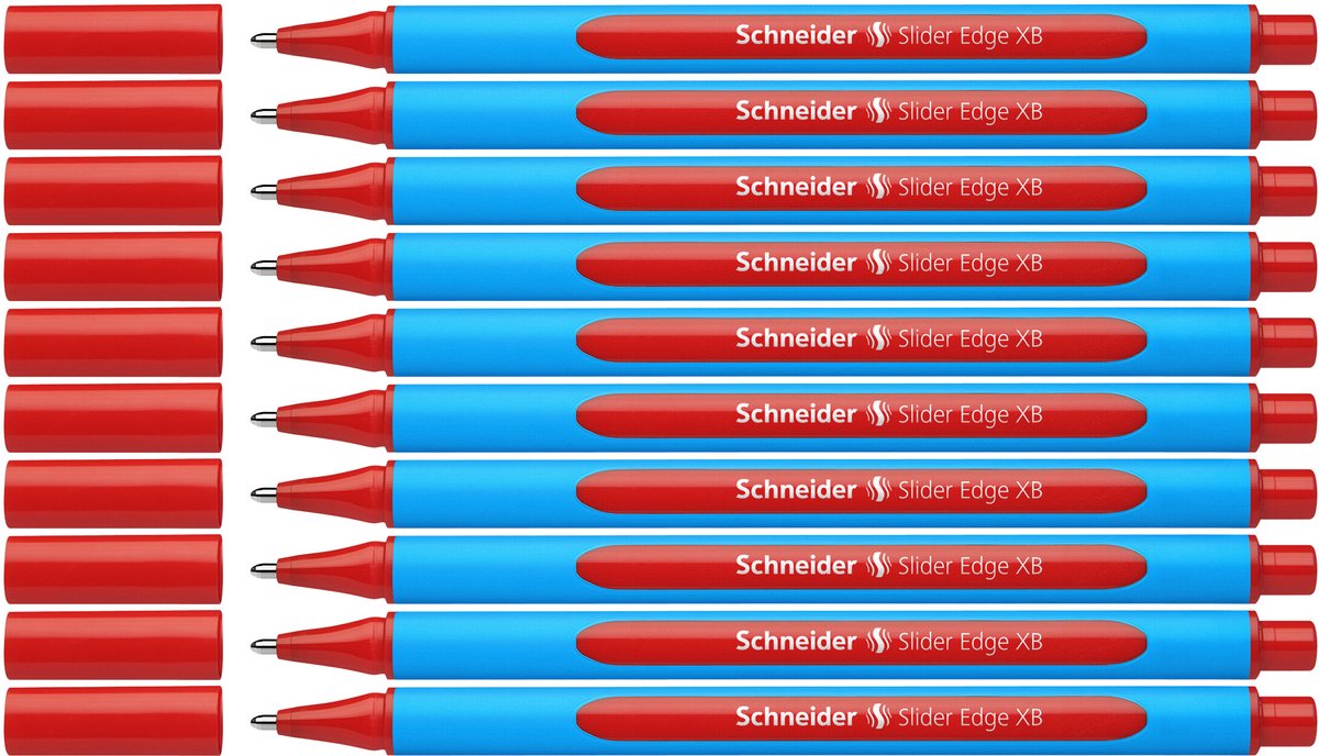Schneider writing instruments stylo à bille schneider - slider edge - plume xb - couleur d'écriture rouge - boîte 10 pièces