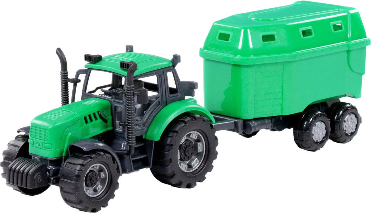 Tracteur Cavallino avec remorque de cheval vert, échelle 1:32