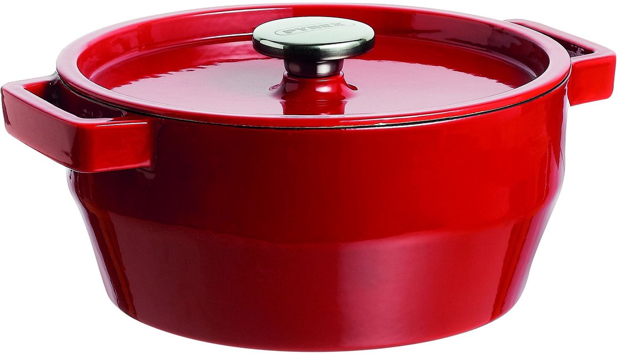 Cocotte Pyrex à cuisson lente - fonte - Ø 24 cm - 3,6 l - rouge