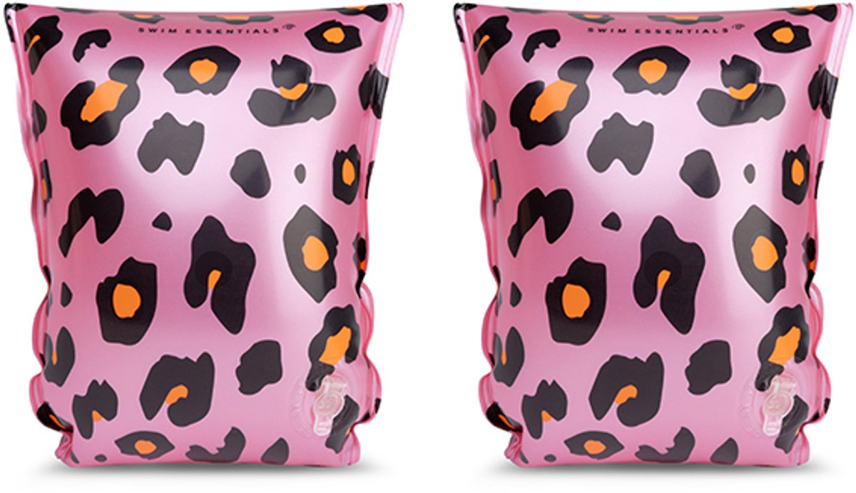 Essentiels de natation - bandes de natation - imprimé léopard - ailes de natation - 15-30 kg - 2-6 ans - rose