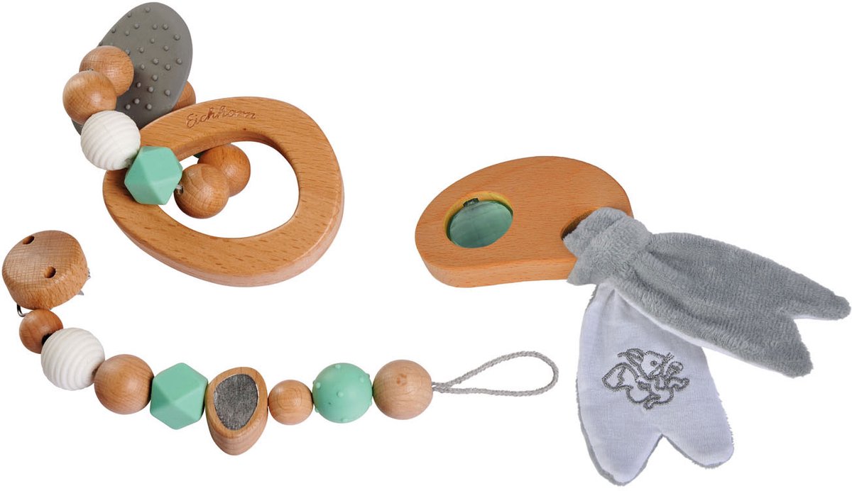 Eichhorn baby coffret cadeau en bois pur, 3 pcs.