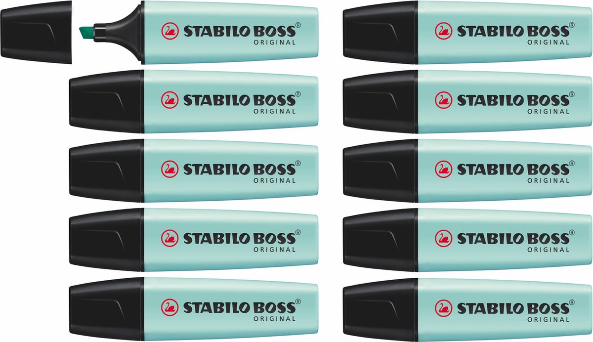 Stabilo boss original pastel - surligneur - pointe de turquoise - boîte de 10 pièces