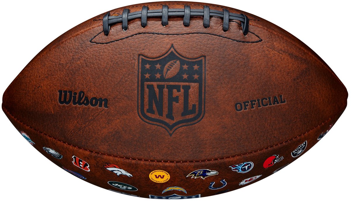 Wilson - nfl - football américain - taille officielle - throwback - football avec logo de l'équipe 32 - marron - adultes