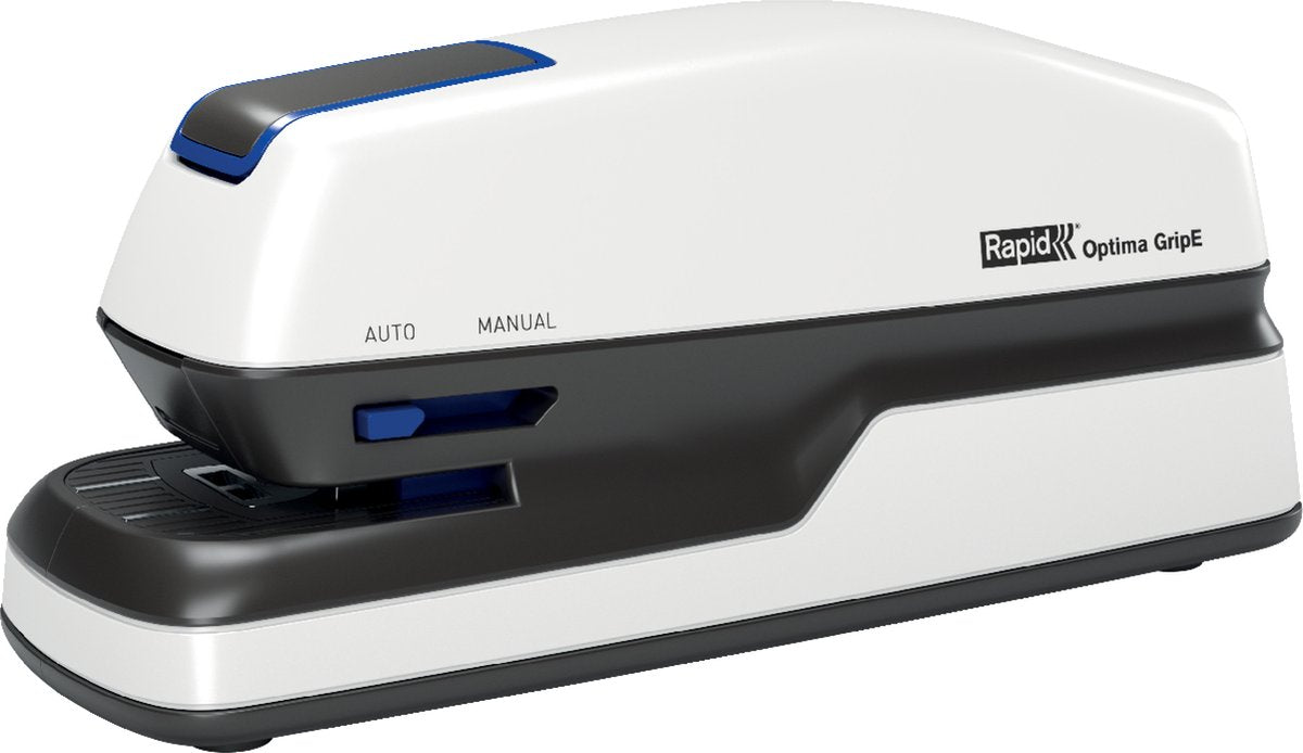 Agrafeuse électrique rapide sans contact optima gripe - capacité d'agrafage jusqu'à 20 feuilles - blanche
