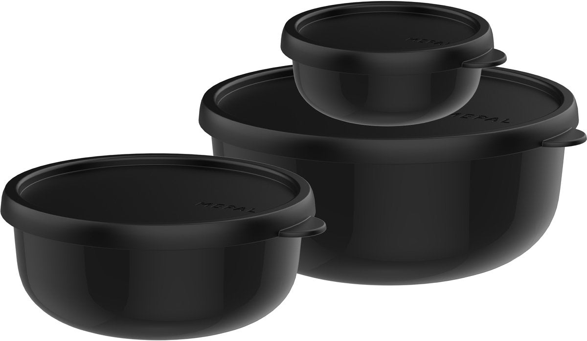Mepal bewaardoosset 3-delig lumina - 2.5 l - magnetronbakje met deksel - nordic black