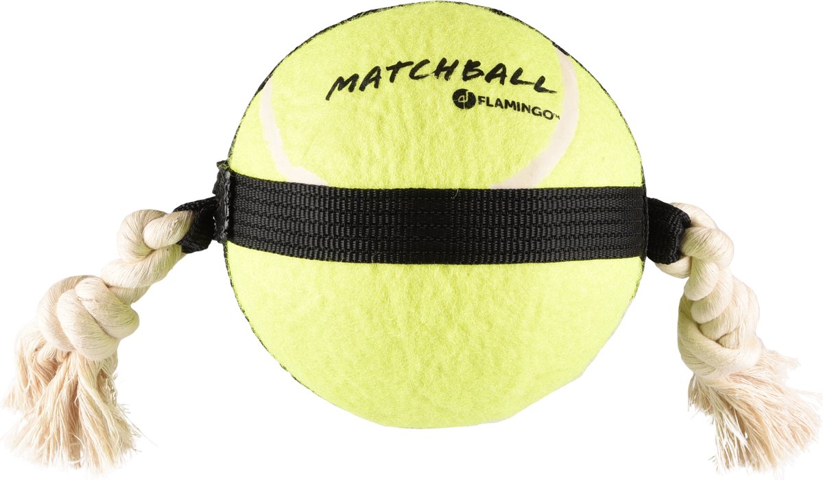 Jouet pour chien Flamingo – balle de tennis de matchball avec corde – jouet pour chien – corde pour chien – balle pour chien – balle pour chien – 40 cm – jaune