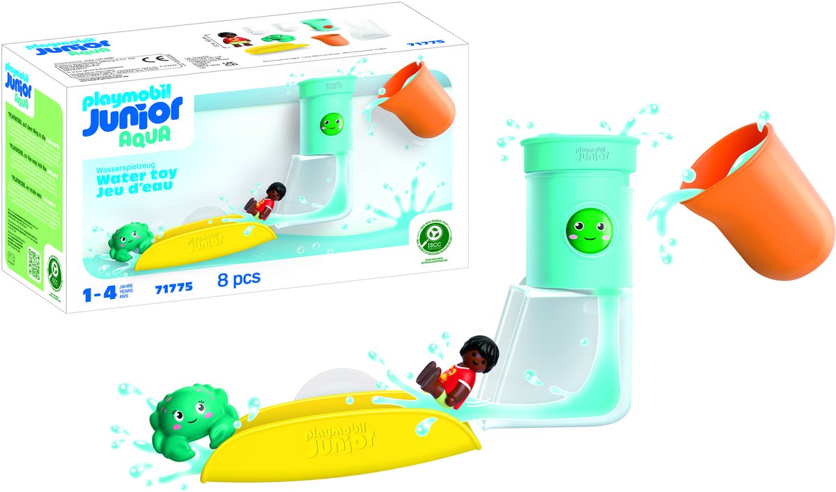 Playmobil junior aqua - réservoir cascade avec toboggan - jouets de bain durables avec toboggan et cascade - 71775