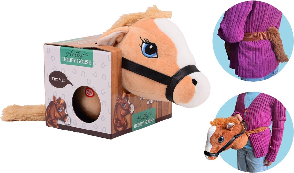 Johntoy tête de cheval holly horse marron clair avec élastique