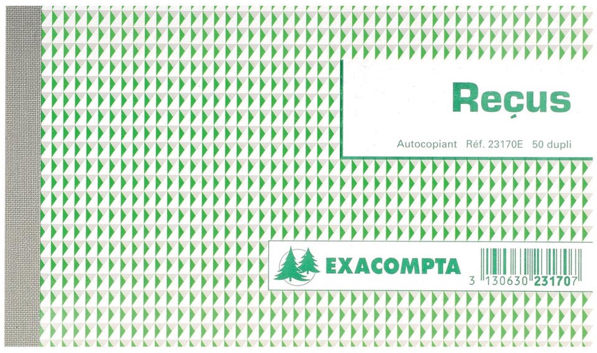 Exacompta - reçus, ft 10,5 x 18 cm, français, dupli (2 x 50 feuilles)