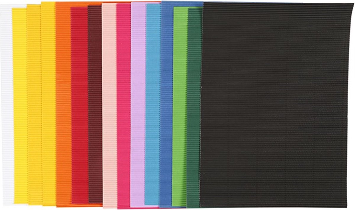 Entreprise Creativ https: www.cchobby.nl feuille-de-carton nervuré-25x35-cm-80-gr-15-div-vellen-1-doos