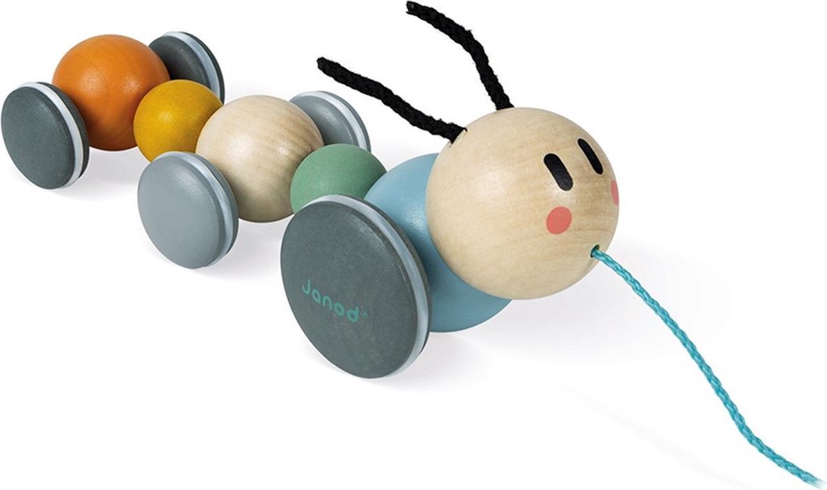 Janod - doux cocon - figurine à tirer en bois - chenille
