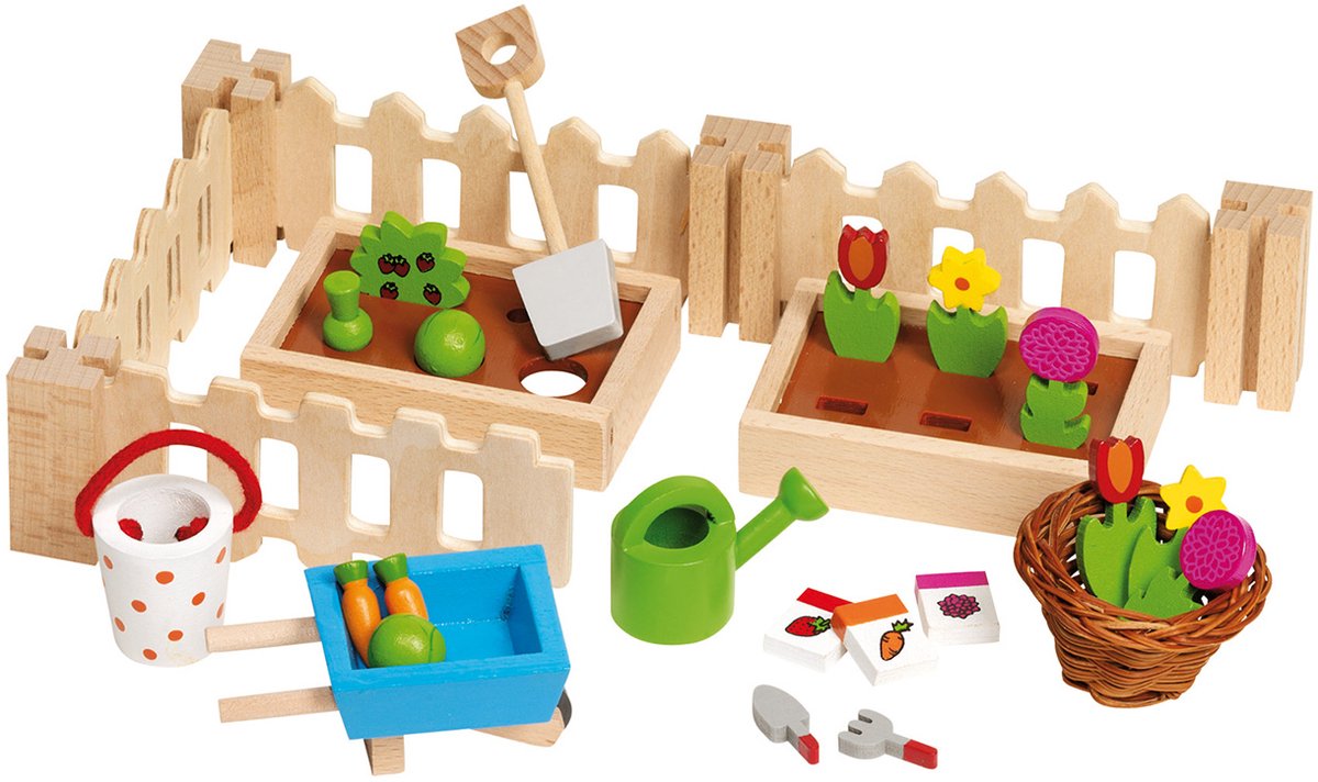 Accessoires pour maison de poupée Goki : mon petit jardin, parterre de fleurs 8x5x3cm, 3