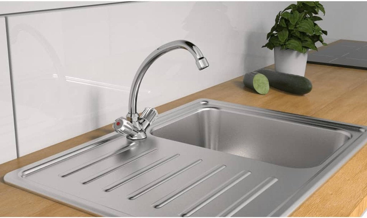 Robinet de lavabo Schütte Brillant pour chauffe-eau avec bec libre - mitigeur - basse pression - avec vidage - chrome