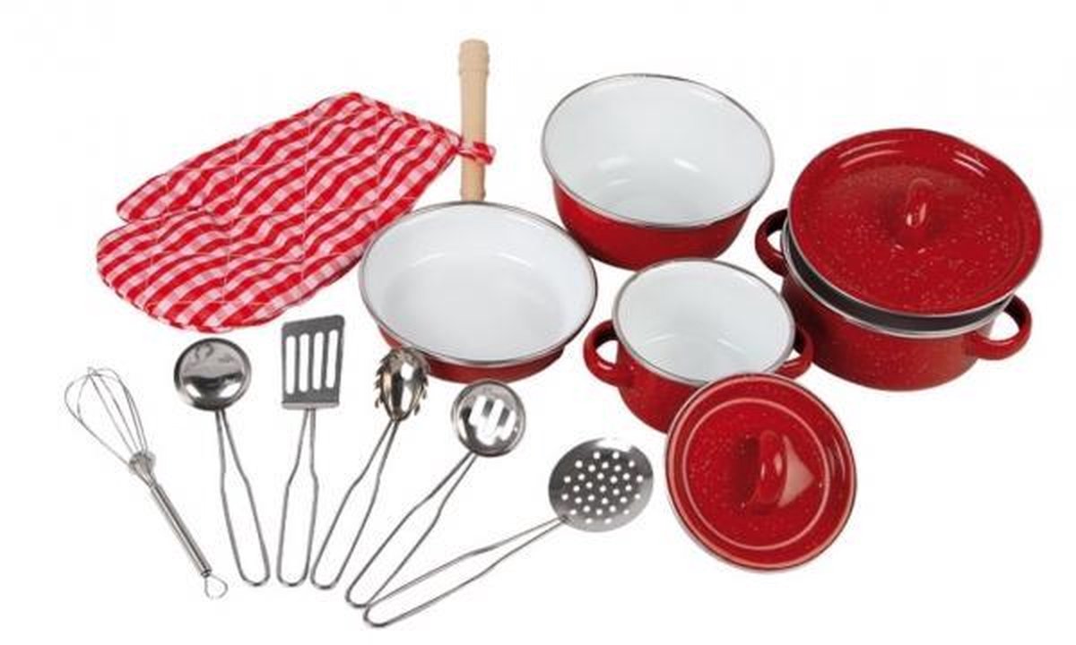 Small foot - ensemble de casseroles et ustensiles de cuisine rouge, 11 pièces.