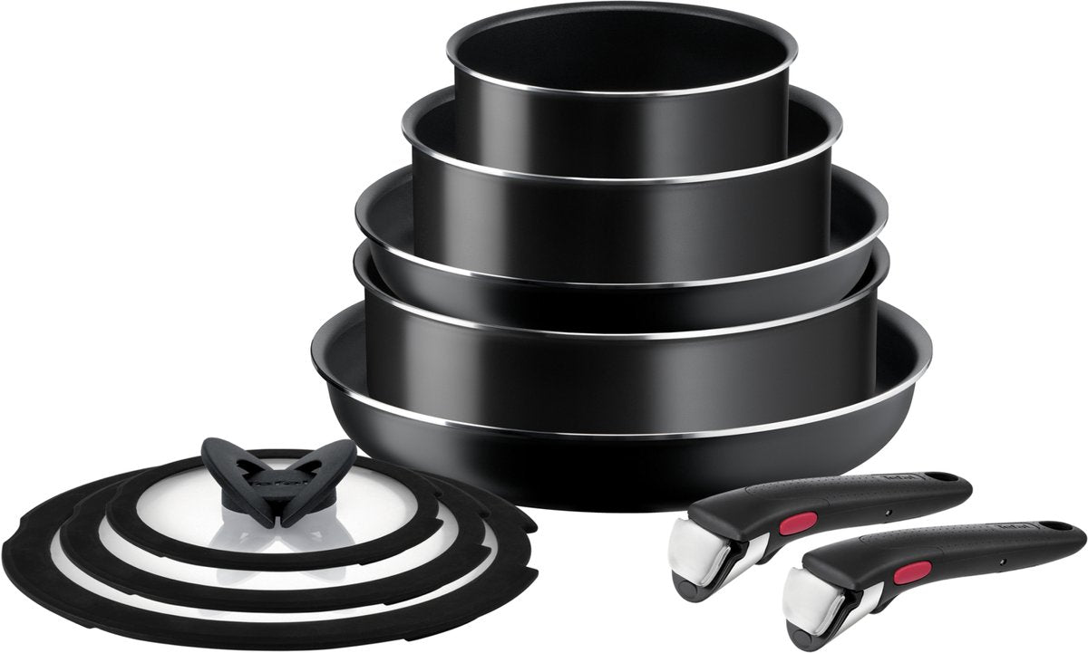 Tefal ingenio easy cooking clean - set de casseroles - 10 pièces - ne convient pas à l'induction - empilable - poignée amovible