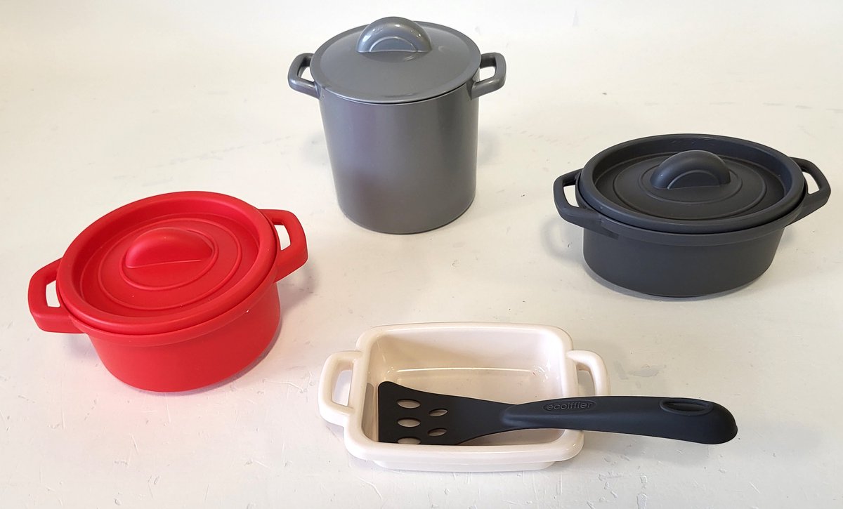 Ensemble de poêles et repas Ecoiffier 100% chef, 8 pièces.