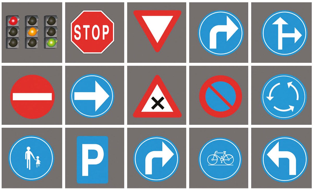 Tapis de jeu en dalles de panneaux de signalisation sans marque sans marque, 15 pcs..
