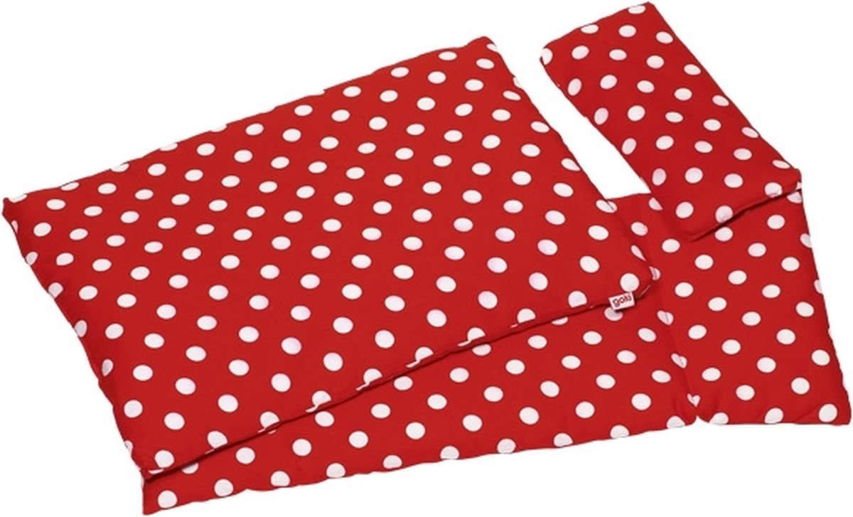 Literie de poupée Goki - rouge à pois blancs