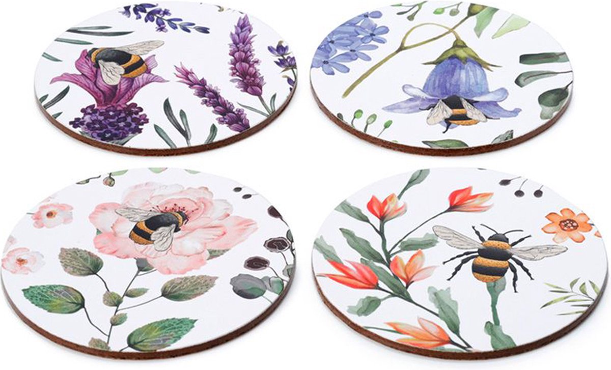 Prairies de nectar dans un ensemble de 4 sous-verres