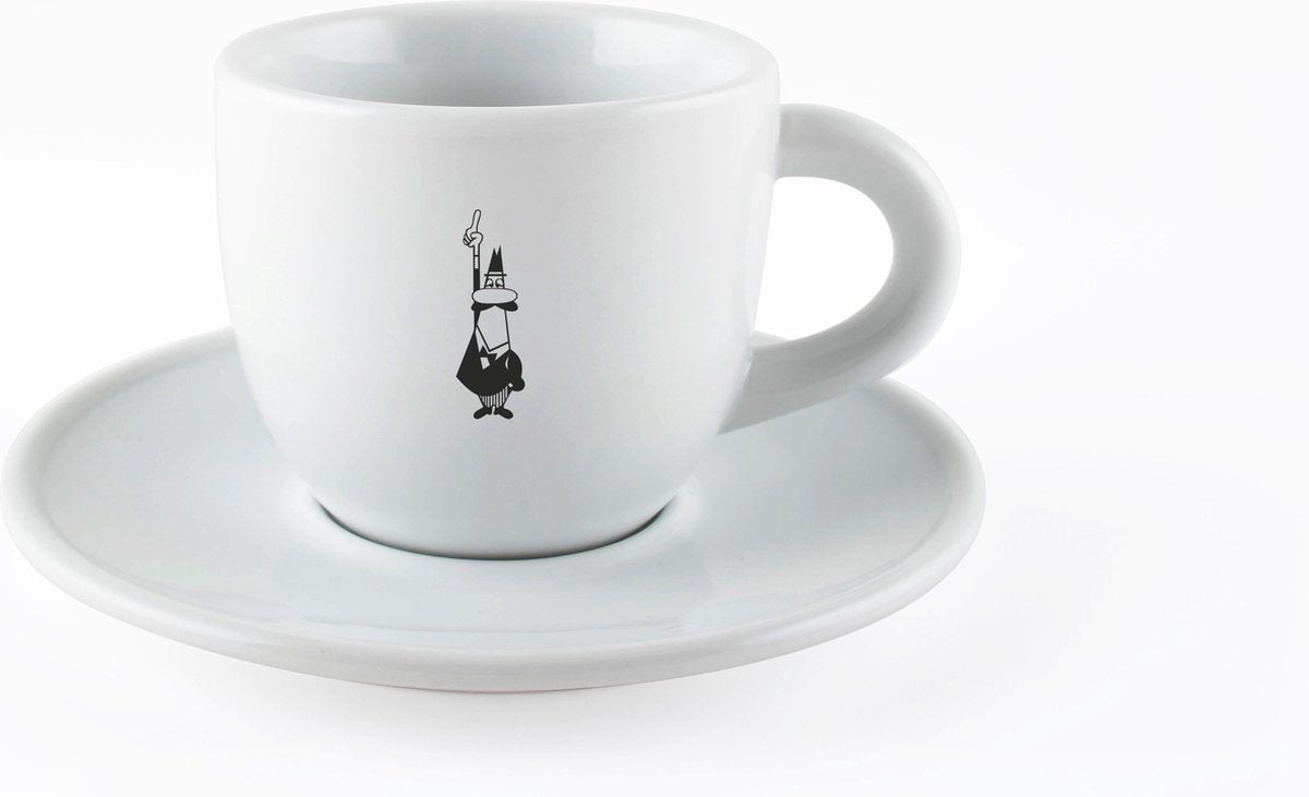 Tasse à cappuccino ou à café Bialetti avec soucoupe – porcelaine – blanche – vaisselle originale