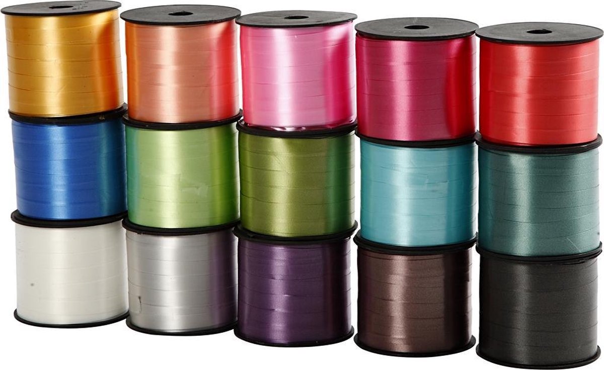 Société créative https: www.ccobby.nl ruban cadeau-b-10-mm-glossy-diverse-colours-15x50-m-1-box