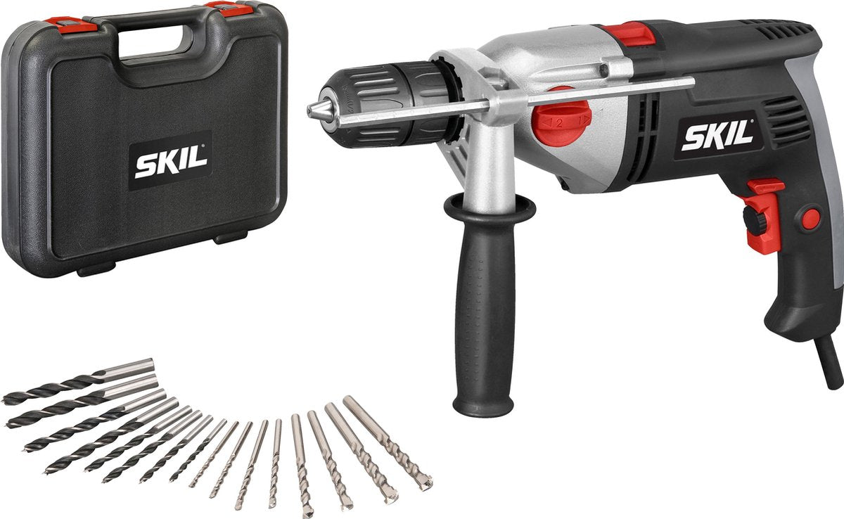 Perceuse à percussion Skil 900w - perceuse pour bois, maçonnerie en acier - capacité de perçage jusqu'à 40 mm - perceuses à percussion - mandrin de perçage sans clé 13 mm - avec poignée latérale de butée de profondeur - accessoires inclus - 1024 AA