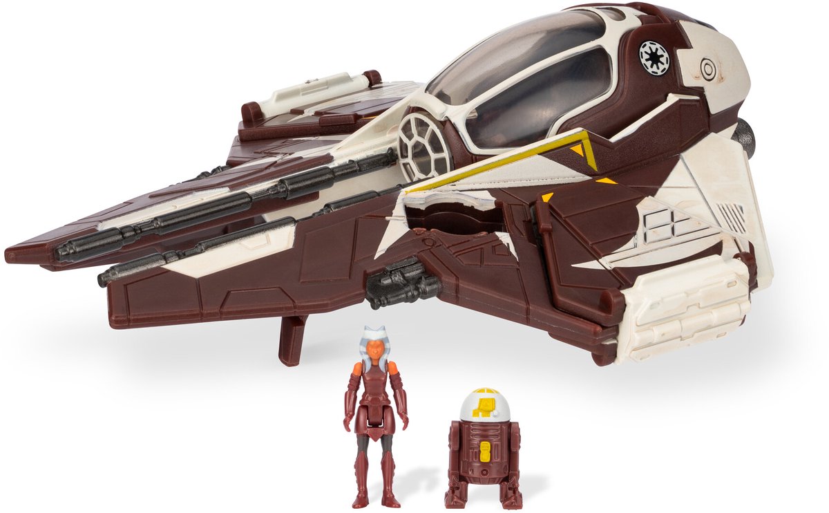 Jazwares star wars - multipack véhicule (figurine véhicule 7,5 cm + véhicule 7,5 cm) - ahsoka tano - coffret évolution starfighter