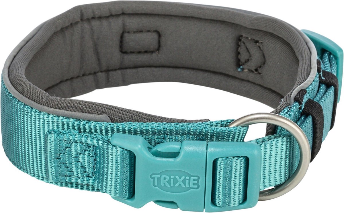 Collier pour chien Trixie - gris aqua graphite extra large premium - 40-48x4 cm, réglable, réfléchissant
