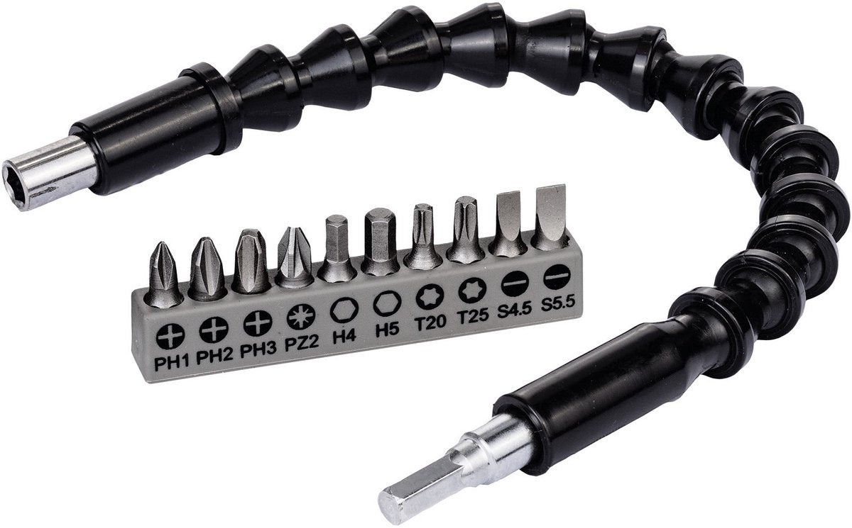 Jeu d'embouts Bosch 11 pièces avec rallonge en plastique flexible 300 mm -...