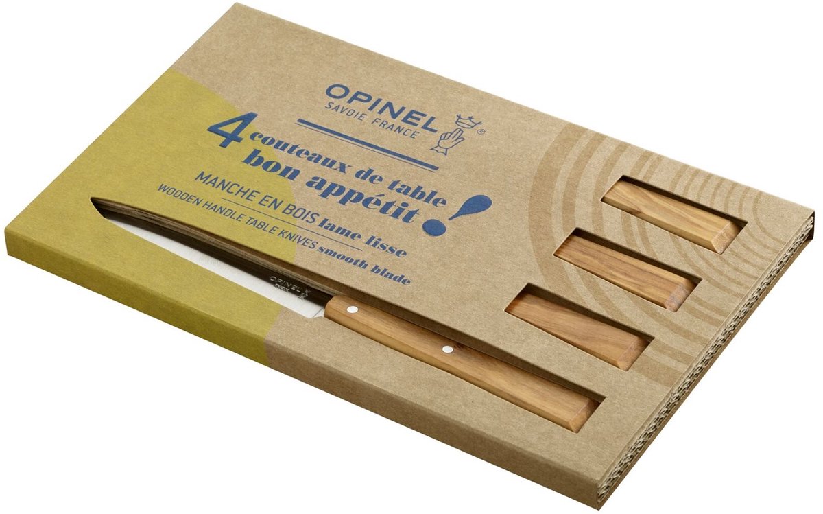 Set de couteaux de table Opinel n°125 bon appétit sud - 4 pièces - bois d'olivier - inox - couverts - couteau à steak