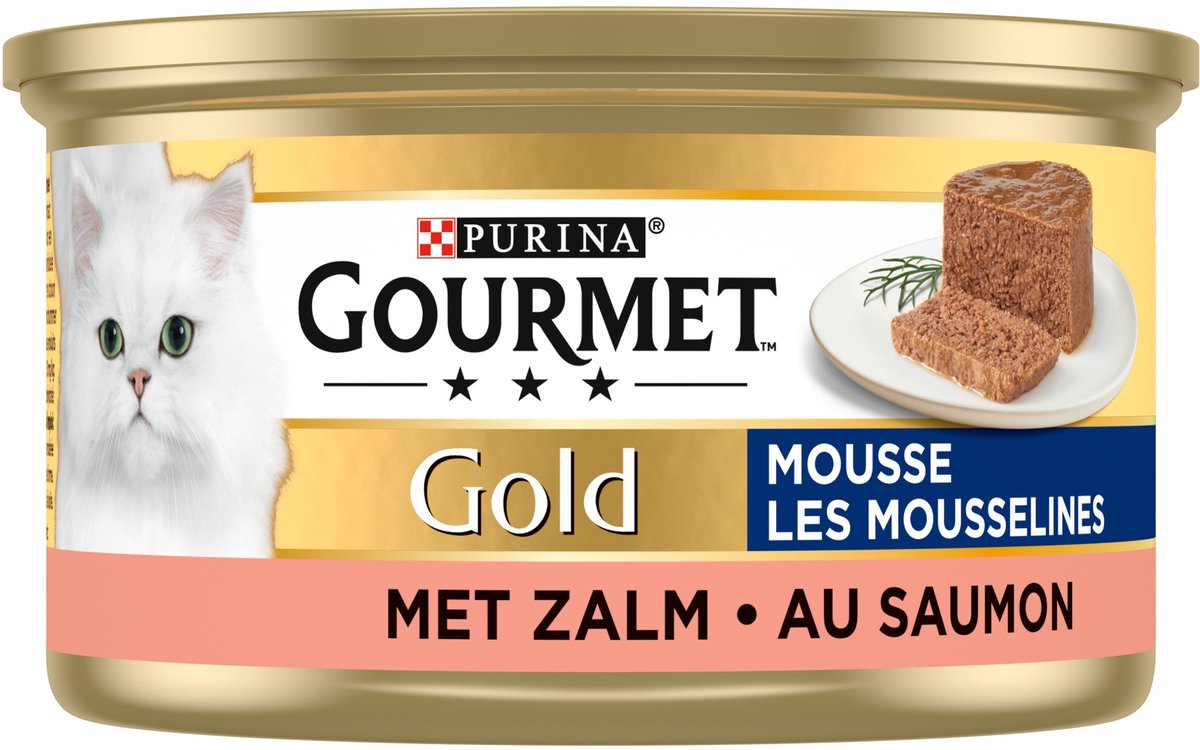 Mousse dorée gourmande - nourriture humide pour chat - saumon - 24 x 85 g